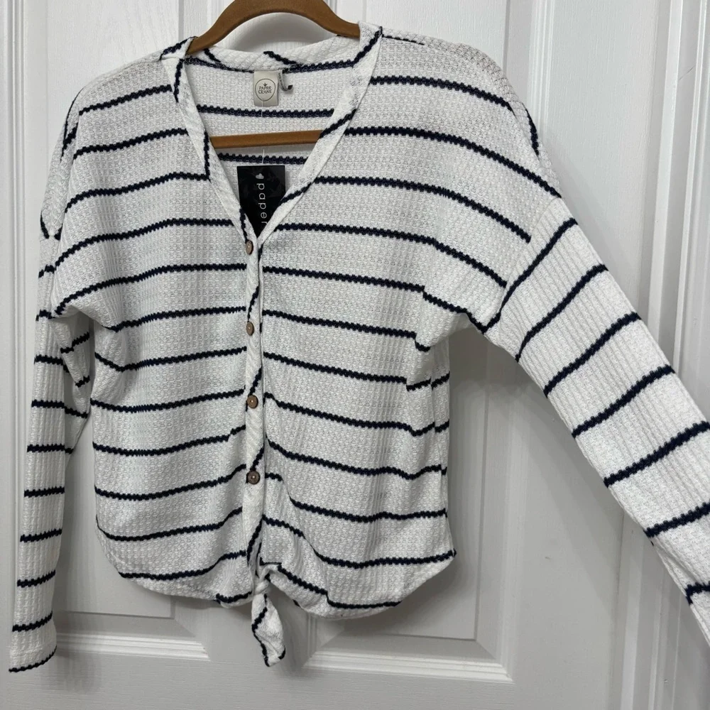 Striped Twist-Front Cardigan | Paper Crane S - Picture 5 of 9